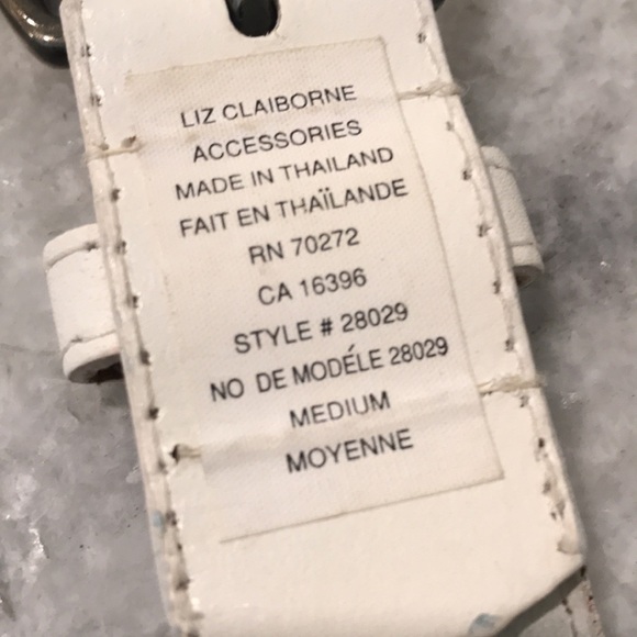 Vintage Liz Claiborne Belt Womens Medium Leather White Floral Boho Hippie Gypsy - Picture 4 of 7